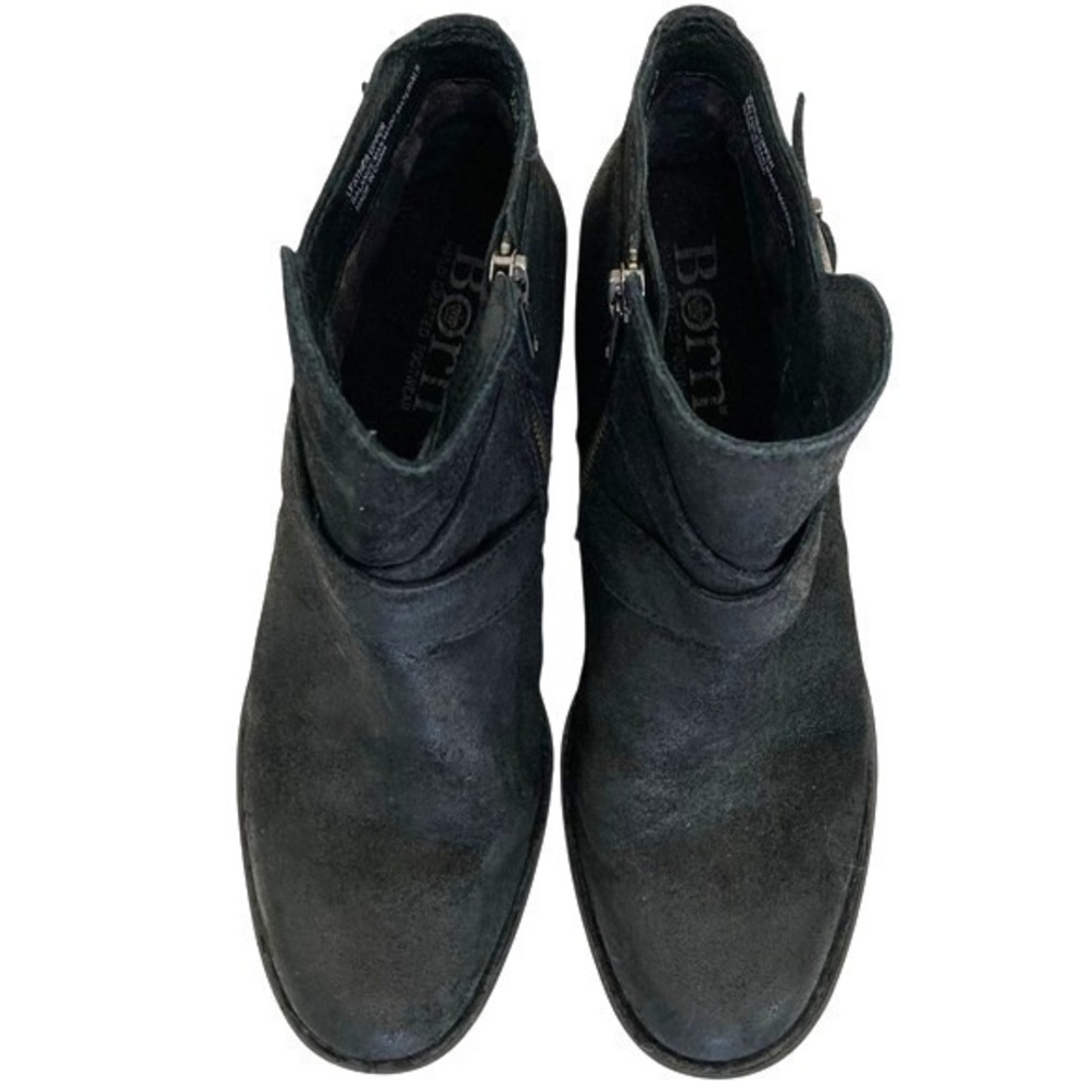 SOLD Born Trinculo Black Suede Leather Ankle Booties Womens 8.5 Buckle Comfort - Picture 13 of 16